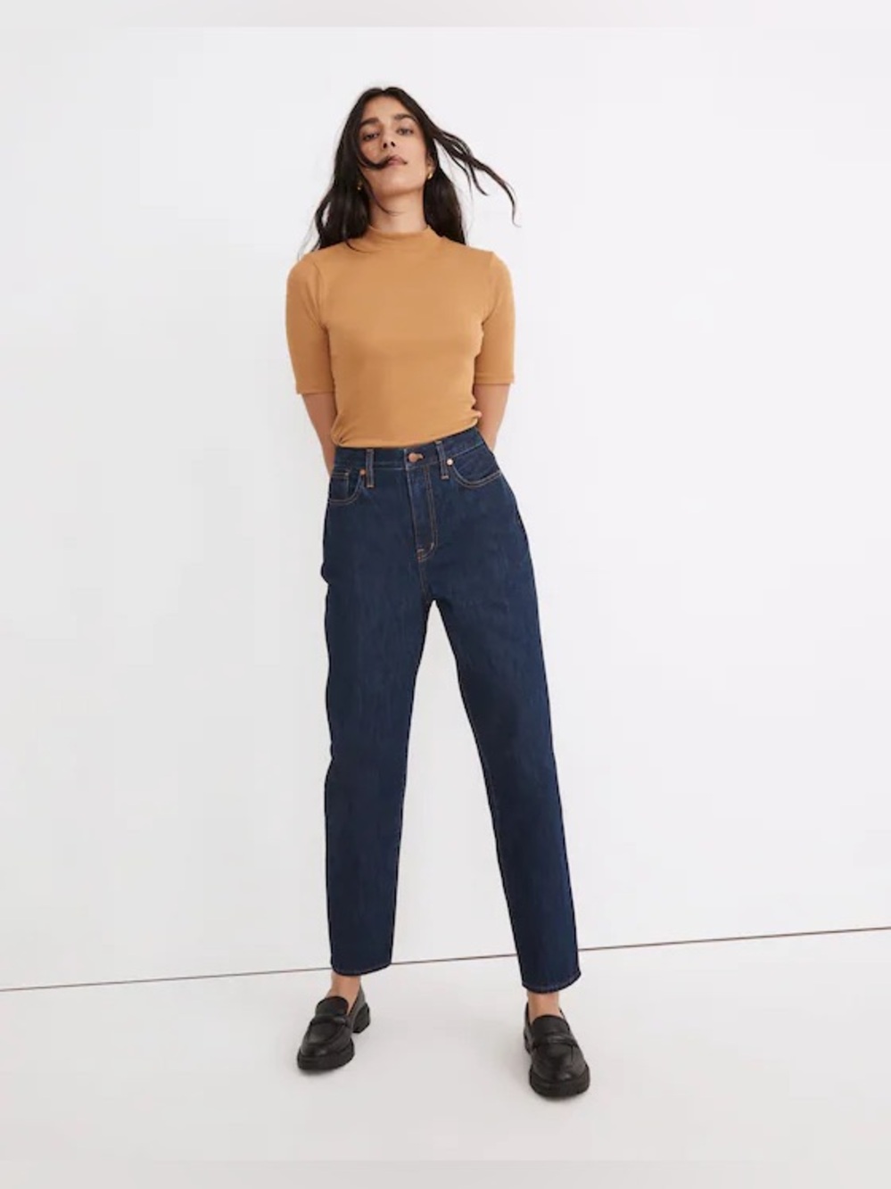 Madewell Baggy Tapered High-Waist Womenโs Jeans - Dark Dressler Wash Rigid